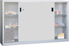 Sliding Door Cabinet PAVOY, W2000xD500xH1200 mm 4 Shelves galvanized, Central Partition RAL 7035