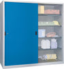 Schiebetürenschrank PAVOY,  B2000xT500xH1950 mm 8 Böden verz. Mittelwand RAL 7035/5012