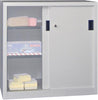 Schiebetürenschrank PAVOY,  B1000xT500xH1000 mm 2 Böden verzinkt RAL 7035