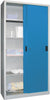 Schiebetürenschrank PAVOY,  B1000xT600xH1950 mm 4 Böden verzinkt RAL 7035/5012