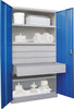 Schwerlastschrank PAVOY,  1950/630/1040 Drehg., ohne Trennwand 3 Böden, 4 Schubladen