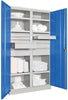 Schwerlastschrank PAVOY,  1950/630/1040 Drehg., mit Trennwand 6 Böden, 8 Schubladen