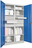 Schwerlastschrank PAVOY,  m.TürenB1040xT630xH1950 mm 6 FB,SL 6x75,2x125,175mm RAL 7035/5012 Mittelwand