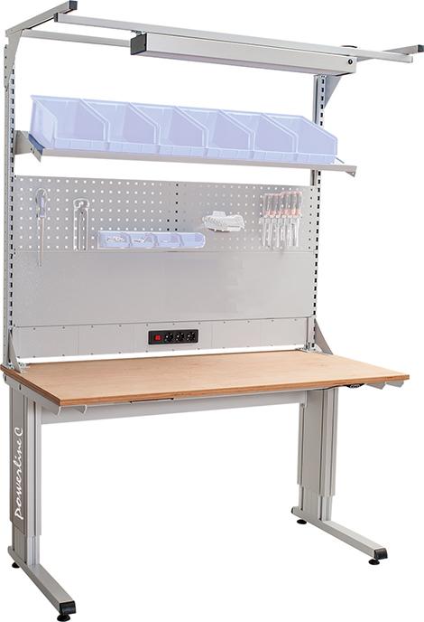 Grundtischkombi BEDRUNKA + HIRTH,  C-Fuß m. elektr. Höhenverstellung 1500x750x745-1195 Powerline