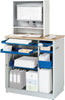 Computer-Tisch RAU,  B1030xT660xH1810 mm RAL 7035/5010 stationär Gehäuse mit Tür
