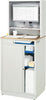 Computer-Tisch RAU,  B720xT660xH1810 mm RAL 7035/5010 stationär Gehäuse mit Tür