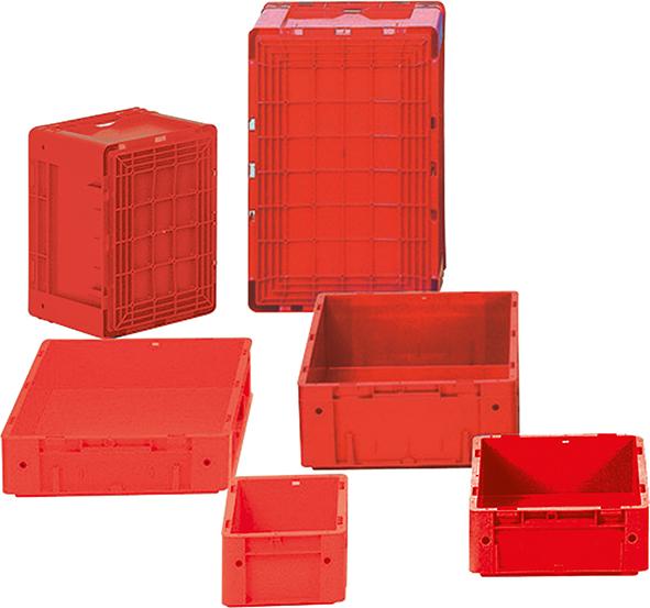 Transport-Stapelkasten LA-KA-PE,  B400xT300xH145 mm rot Auflast 600kg ohne Griffloch