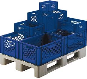 Stapeltransportkasten LA-KA-PE,  200x100x120 mm blau W/B d