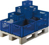 Transport-Stapelkasten LA-KA-PE,  B400xT300xH320 mm blau, kpl. durchbrochen mit Griffloch LA-KA-PE