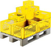 Transport-Stapelkasten LA-KA-PE,  B400xT300xH210 mm gelb, kpl. durchbrochen mit Griffloch LA-KA-PE