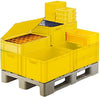 Transport-Stapelkasten LA-KA-PE,  B600xT400xH120 mm gelb, geschlossen ohne Griffloch LA-KA-PE