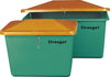 Streugutbehälter CEMO,  1100 l B1630xT1210xH1010 mm ohne Entnahmeöffnung grün/orange CEMO