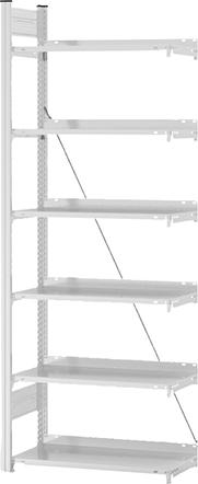 Anbauregal NEUTRAL,  zerlegt HKA 20307 EX, 6 Böden 2000x300x750mm lichtgrau