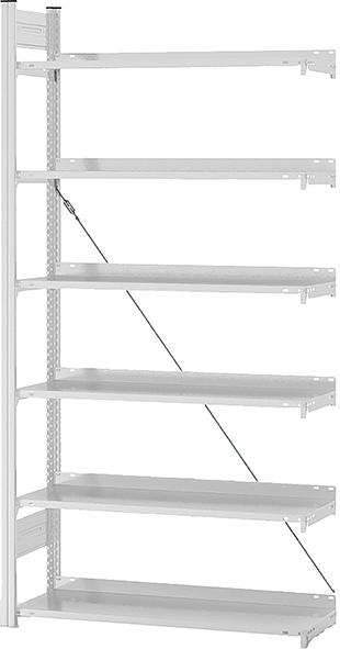 Anbauregal NEUTRAL,  zerlegt HKA 20310 EX, 6 Böden 2000x300x1000mm lichtgrau