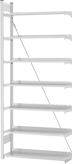 Anbauregal NEUTRAL,  zerlegt HKA 23310 EX, 7 Böden 2350x300x1000mm lichtgrau