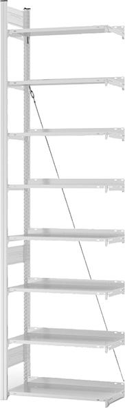 Anbauregal NEUTRAL,  zerlegt HKA 27307 EX, 8 Böden 2700x300x750mm lichtgrau