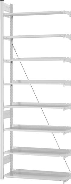 Anbauregal NEUTRAL,  zerlegt HKA 27310 EX, 8 Böden 2700x300x1000mm lichtgrau