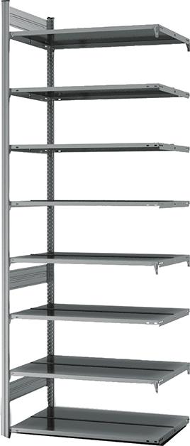 Anbauregal NEUTRAL,  zerlegt HZA 27610 DA, 8 Böden 2700x600x1000mm verzinkt