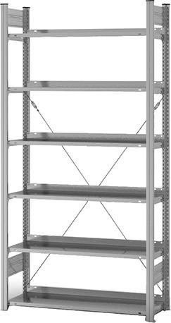 Grundregal NEUTRAL,  zerlegt HZG 20310 EX, 6 Böden 2000x300x1000mm verzinkt