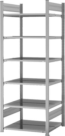 Grundregal NEUTRAL,  zerlegt HZG 20607 DA, 6 Böden 2000x600x750mm verzinkt