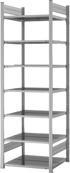 Grundregal NEUTRAL,  zerlegt HZG 23607 DA, 7 Böden 2350x600x750mm verzinkt