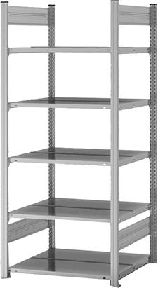 Grundregal NEUTRAL,  zerlegt HZG 17607 DA, 5 Böden 1750x600x750mm verzinkt