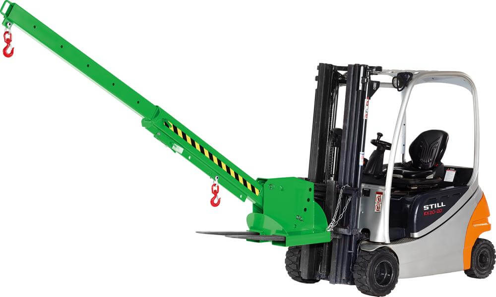 Kranarm NEUTRAL,  Typ RKT-8 6-fach ausziehb.8000kg 5-fach verst. 2260-3760 RAL 6018 gelbgrün