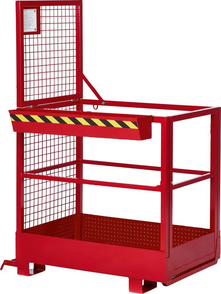 Arbeitskorb NEUTRAL,  Typ RAK-Slim 800x1200x1900 mm Traglast 300 kg RAL 3000 feuerrot