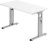 Schreibtisch PRECITOOL,  C-Fuß B 120 x T 67 cm Weiß/silber man. Stufenlos verstellb.
