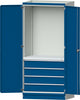 Modulschrank ANKE,  Modell 2409 B1015xT720xH2200mm RAL 7035/5012 mit Türen 4 Schubladen
