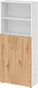 Regal PRECITOOL,  5OH, 3OH K: Weiß / F: Asteiche 80x34,6x188 cm (BxTxH) Türen unten BM 4770