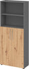 Regal PRECITOOL,  5OH, 3OH K: Graphit / F: Asteiche 80x34,6x188 cm (BxTxH) Türen unten BM 4770
