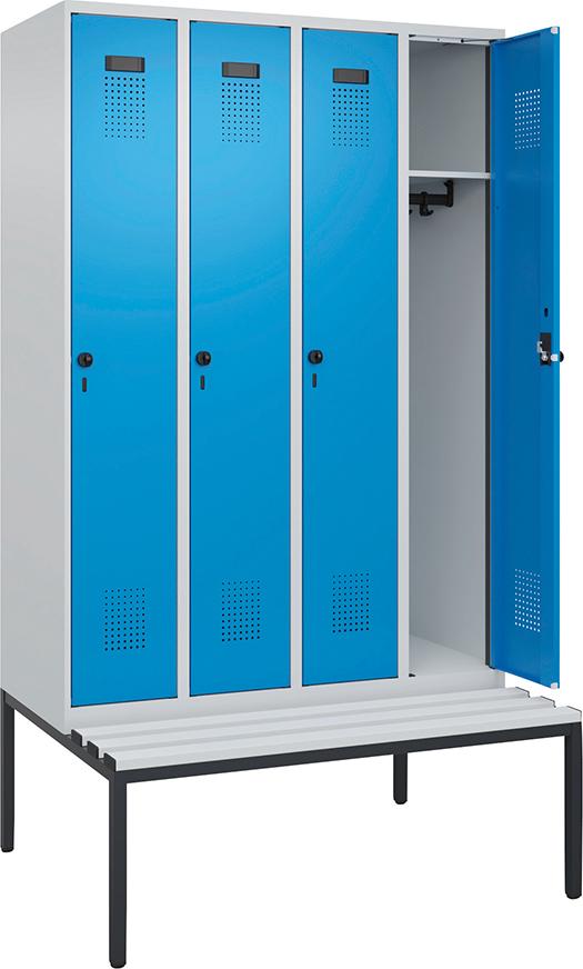 Spind CP,  Evolo PLUS 4 Abteile H2120xB1200xT815mm 7035 5012 /P1G/7021P_DKB