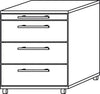 Rollcontainer HAMMERBACHER,  Nussbaum 3 Schübe